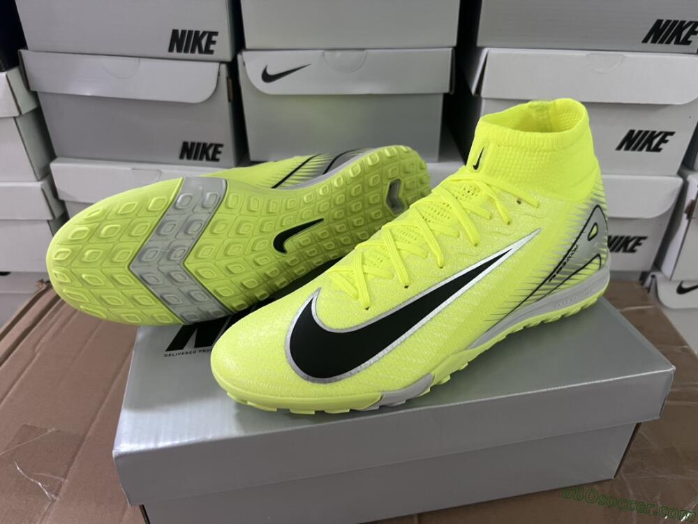 Nike Air Zoom Mercurial Superfly 10 Elite TF Artificial Turf Soccer Shoes - Yellow/Silver/Black