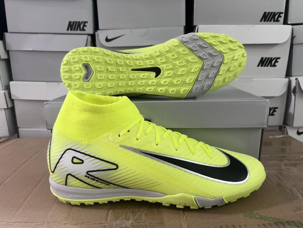 Nike Air Zoom Mercurial Superfly 10 Elite TF Artificial Turf Soccer Shoes - Yellow/Silver/Black