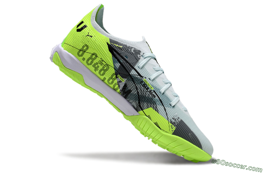 Puma Ultra 5 Ultimate TF Artificial Turf Soccer Shoes - Grey/Green/Black 4