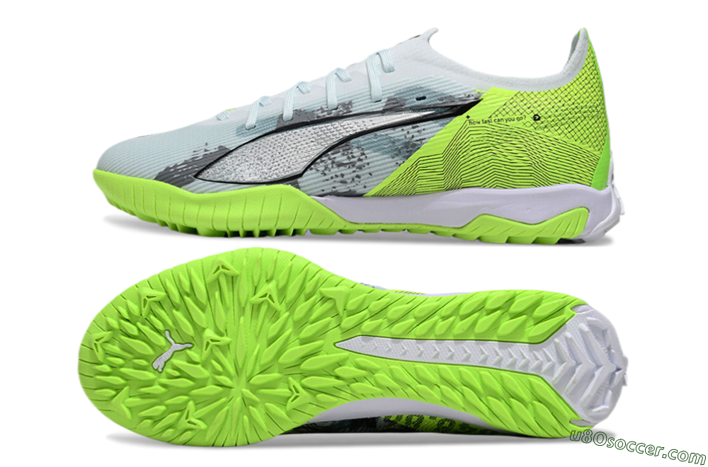Puma Ultra 5 Ultimate TF Artificial Turf Soccer Shoes - Grey/Green/Black 0