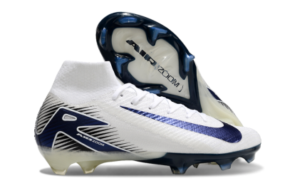 Nike Air Zoom Mercurial Superfly 10 Elite FG Firm Ground Soccer Cleats - White/Black/Blue