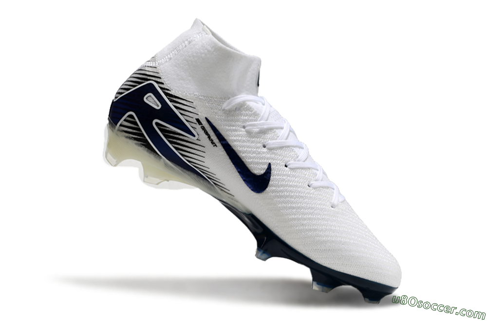 Nike Air Zoom Mercurial Superfly 10 Elite FG Firm Ground Soccer Cleats - White/Black/Blue 4