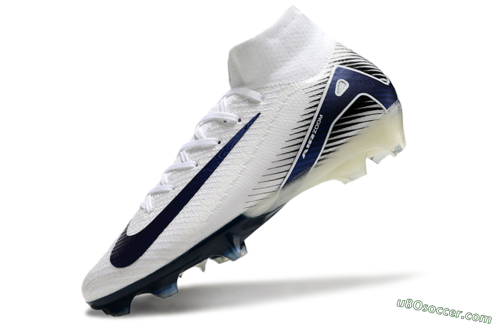 Nike Air Zoom Mercurial Superfly 10 Elite FG Firm Ground Soccer Cleats - White/Black/Blue 5