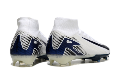 Nike Air Zoom Mercurial Superfly 10 Elite FG Firm Ground Soccer Cleats - White/Black/Blue