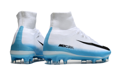 Nike Zoom Mercurial Superfly 5 Elite FG Firm Ground Soccer Cleats - White/Black/Blue