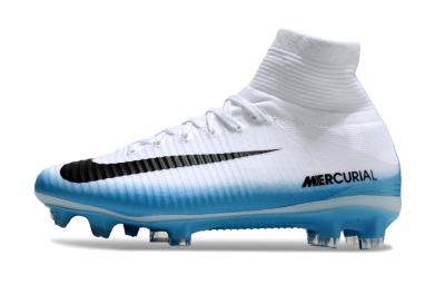 Nike Zoom Mercurial Superfly 5 Elite FG Firm Ground Soccer Cleats - White/Black/Blue