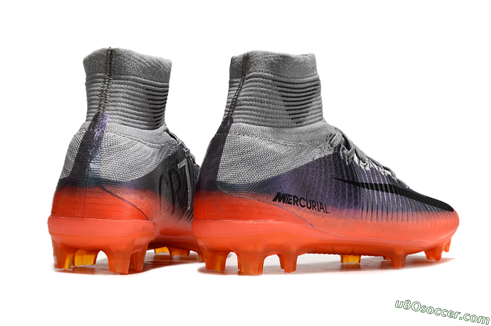 Nike Zoom Mercurial Superfly 5 Elite FG Firm Ground Soccer Cleats - Grey/Black/Orange 6