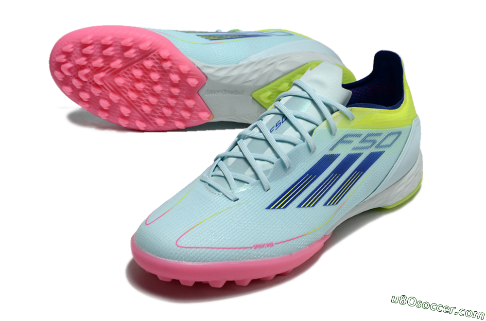 Adidas F50 Pro TF Artificial Turf Soccer Shoes - Jade/Blue/Yellow/Pink 3