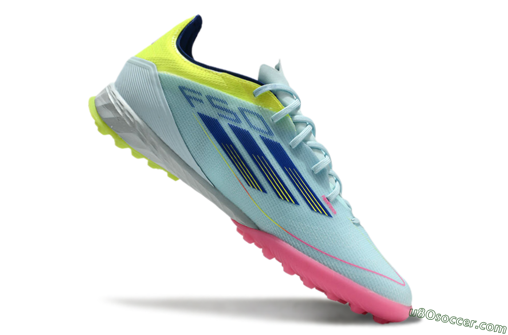 Adidas F50 Pro TF Artificial Turf Soccer Shoes - Jade/Blue/Yellow/Pink 4