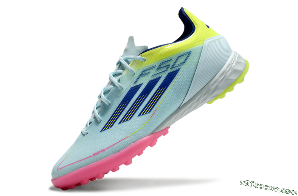 Adidas F50 Pro TF Artificial Turf Soccer Shoes - Jade/Blue/Yellow/Pink 5