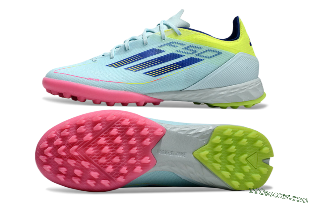 Adidas F50 Pro TF Artificial Turf Soccer Shoes - Jade/Blue/Yellow/Pink 0