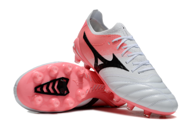 Mizuno Morelia Neo IV Bate FG Firm Ground Soccer Cleats - White/Pink/Black