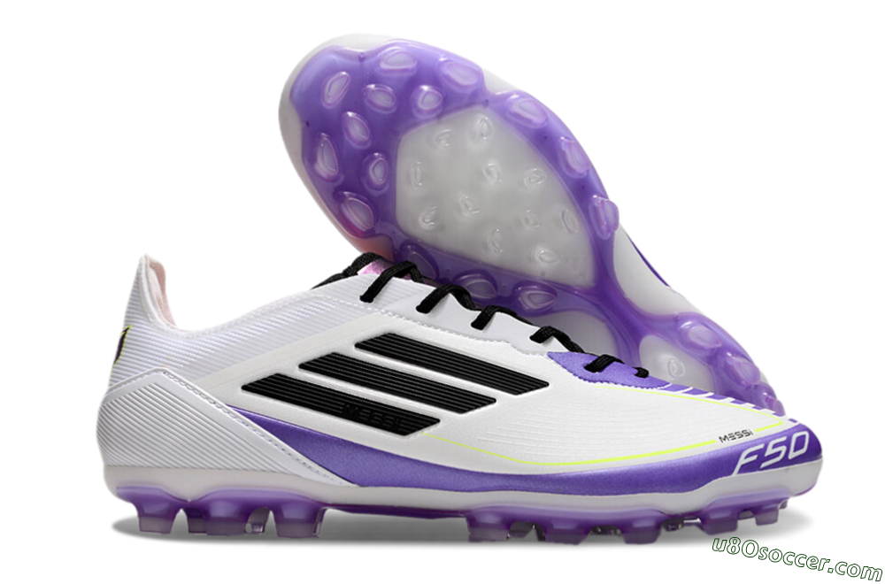 Adidas F50 Elite AG Artificial Grass Soccer Cleats - White/Purple/Black 1
