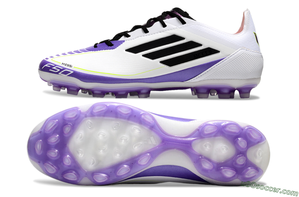 Adidas F50 Elite AG Artificial Grass Soccer Cleats - White/Purple/Black 0
