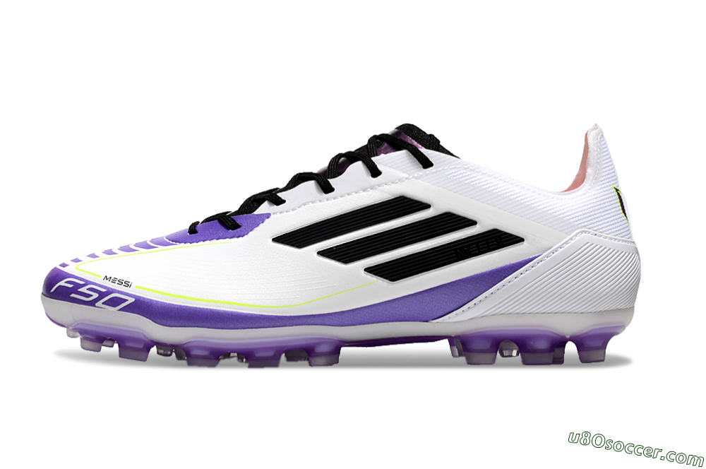 Adidas F50 Elite AG Artificial Grass Soccer Cleats - White/Purple/Black 2
