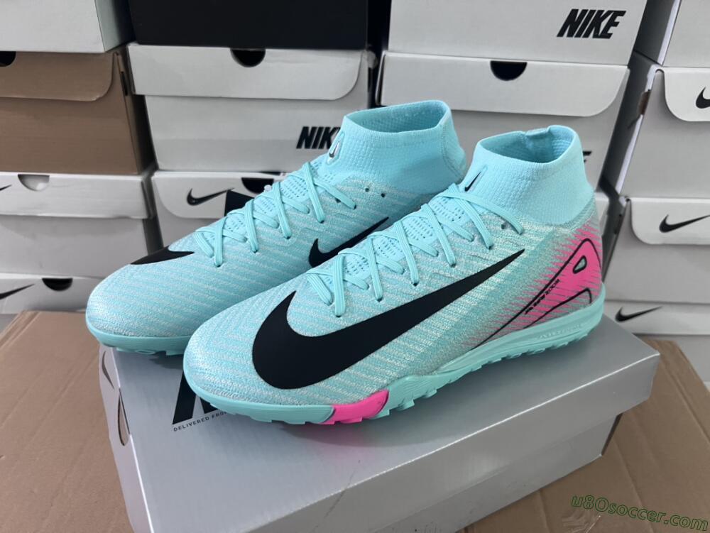 Nike Air Zoom Mercurial Superfly 10 Elite TF Artificial Turf Soccer Shoes - Green/Pink/Black