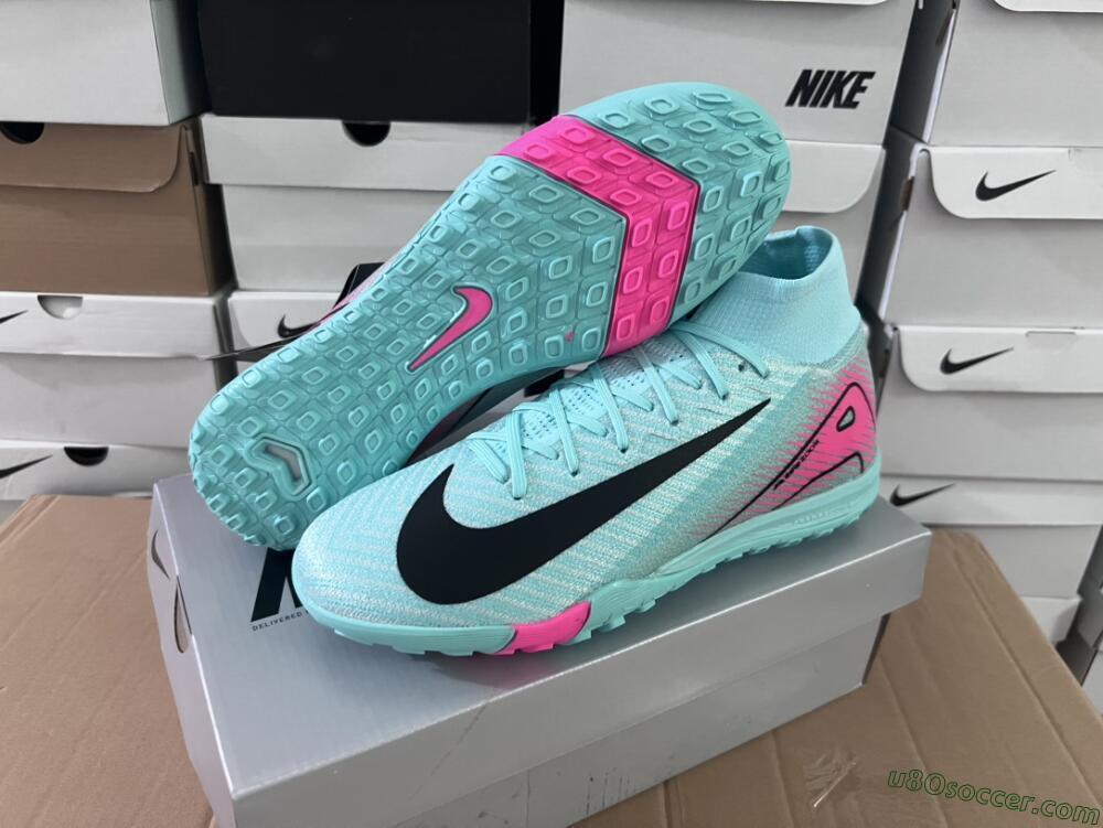 Nike Air Zoom Mercurial Superfly 10 Elite TF Artificial Turf Soccer Shoes - Green/Pink/Black