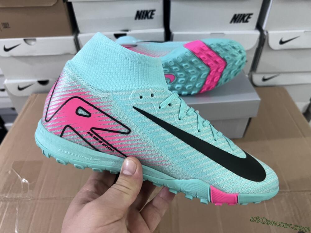 Nike Air Zoom Mercurial Superfly 10 Elite TF Artificial Turf Soccer Shoes - Green/Pink/Black