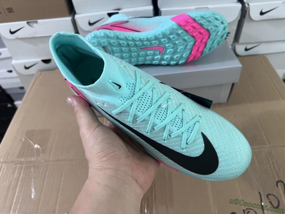 Nike Air Zoom Mercurial Superfly 10 Elite TF Artificial Turf Soccer Shoes - Green/Pink/Black