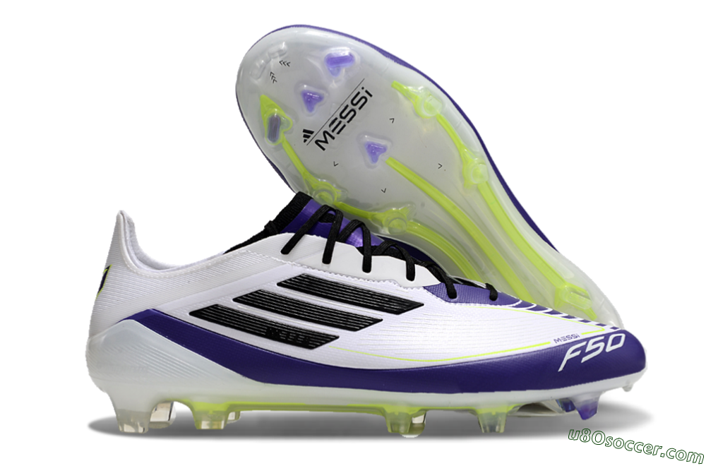 Adidas F50 Elite FG Firm Ground Soccer Cleats - White/Purple/Black/Yellow 1