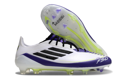 Adidas F50 Elite FG Firm Ground Soccer Cleats - White/Purple/Black/Yellow