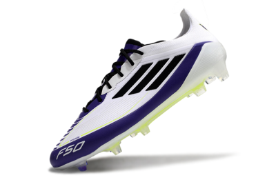 Adidas F50 Elite FG Firm Ground Soccer Cleats - White/Purple/Black/Yellow