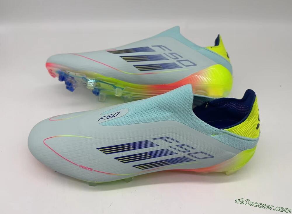Adidas F50 Elite Laceless FG Firm Ground Soccer Cleats - Jade/Blue/Yellow