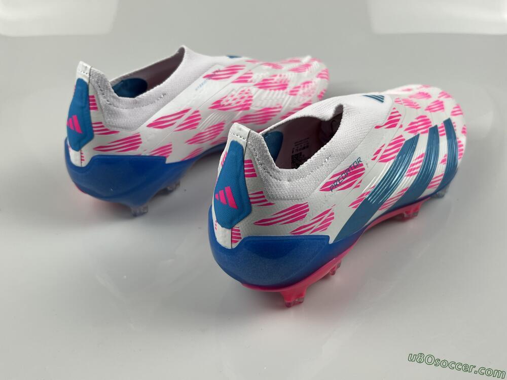 Adidas Predator Elite 24 Laceless FG Firm Ground Soccer Cleats - White/Pink/Blue