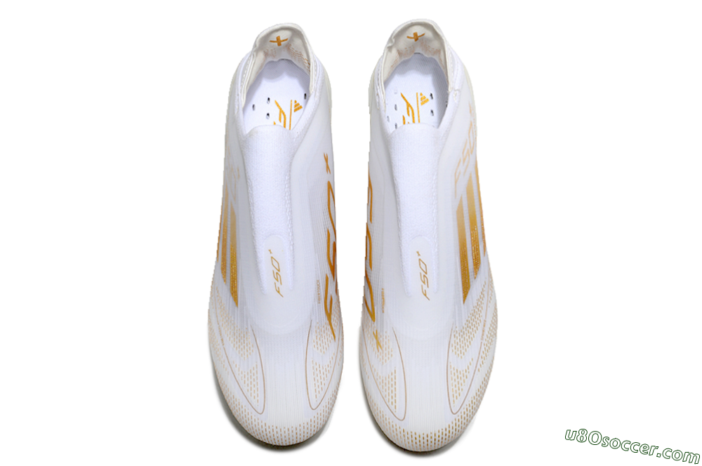 Adidas F50+ Lightstrike Pro Laceless FG Firm Ground Soccer Cleats - White/Gold 4