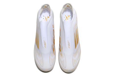 Adidas F50+ Lightstrike Pro Laceless FG Firm Ground Soccer Cleats - White/Gold