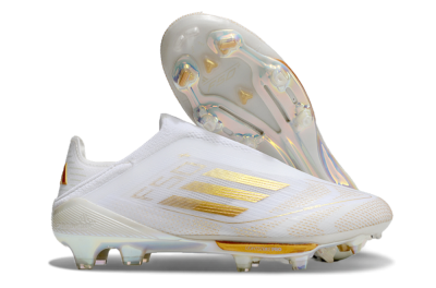 Adidas F50+ Lightstrike Pro Laceless FG Firm Ground Soccer Cleats - White/Gold