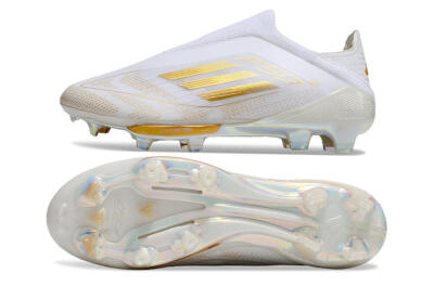 Adidas F50+ Lightstrike Pro Laceless FG Firm Ground Soccer Cleats - White/Gold