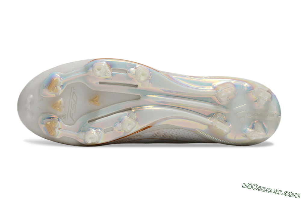 Adidas F50+ Lightstrike Pro Laceless FG Firm Ground Soccer Cleats - White/Gold 5