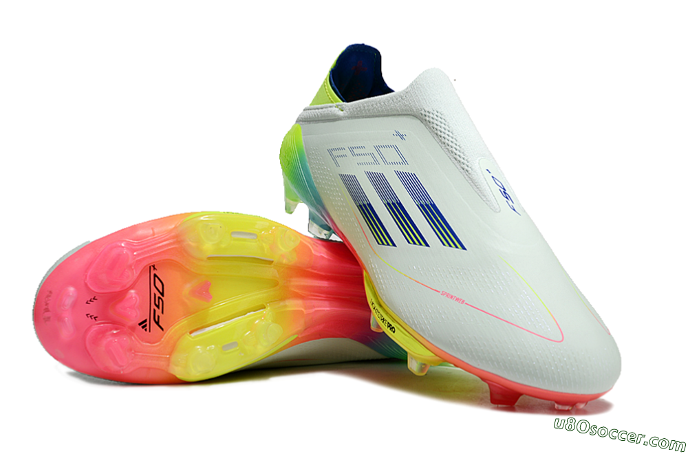 Adidas F50+ Lightstrike Pro Laceless FG Firm Ground Soccer Cleats - Jade/Rainbow 3