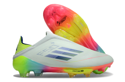 Adidas F50+ Lightstrike Pro Laceless FG Firm Ground Soccer Cleats - Jade/Rainbow
