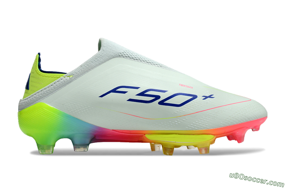 Adidas F50+ Lightstrike Pro Laceless FG Firm Ground Soccer Cleats - Jade/Rainbow 6