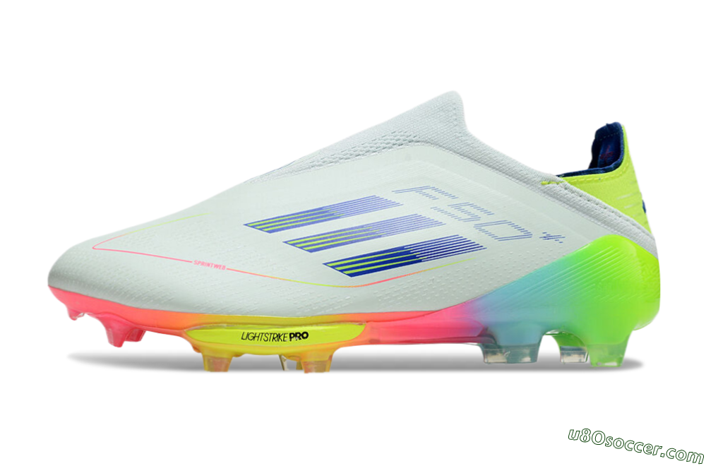 Adidas F50+ Lightstrike Pro Laceless FG Firm Ground Soccer Cleats - Jade/Rainbow 2