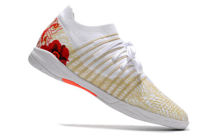 Puma Future Z 1.3 Teazer IC Indoor & Futsal Soccer Shoes - White/Gold/Red