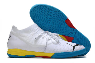 Puma Future Z 1.3 Teazer IC Indoor & Futsal Soccer Shoes - White/Black/Blue/Yellow/Red