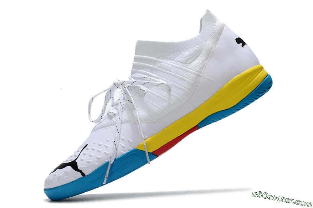 Puma Future Z 1.3 Teazer IC Indoor & Futsal Soccer Shoes - White/Black/Blue/Yellow/Red 5