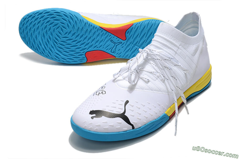 Puma Future Z 1.3 Teazer IC Indoor & Futsal Soccer Shoes - White/Black/Blue/Yellow/Red 3