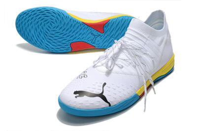 Puma Future Z 1.3 Teazer IC Indoor & Futsal Soccer Shoes - White/Black/Blue/Yellow/Red