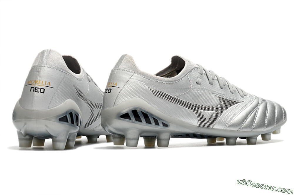 Mizuno Morelia Neo 3 FG Firm Ground Soccer Cleats - Silver/Black 6