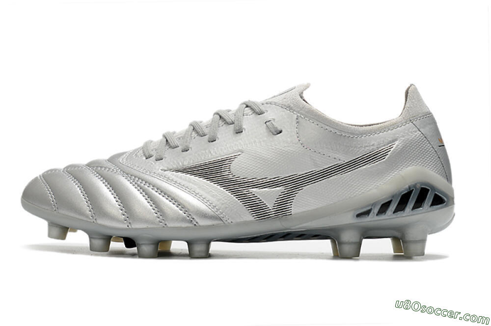Mizuno Morelia Neo 3 FG Firm Ground Soccer Cleats - Silver/Black 2