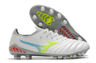 Mizuno Morelia Neo 3 FG Firm Ground Soccer Cleats - White/Rainbow/Silver