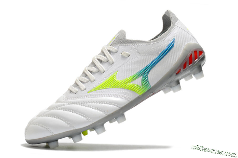 Mizuno Morelia Neo 3 FG Firm Ground Soccer Cleats - White/Rainbow/Silver 5