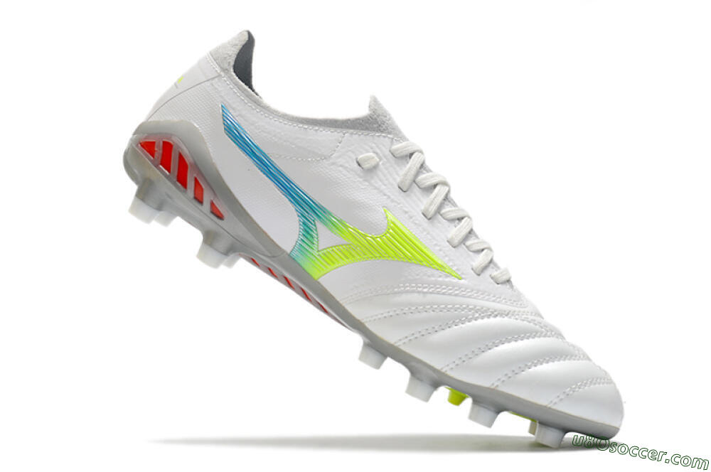 Mizuno Morelia Neo 3 FG Firm Ground Soccer Cleats - White/Rainbow/Silver 4