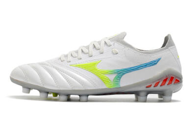 Mizuno Morelia Neo 3 FG Firm Ground Soccer Cleats - White/Rainbow/Silver