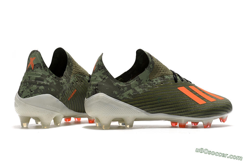 Adidas X 19.1 FG Firm Ground Soccer Cleats - Green/Orange/White 9