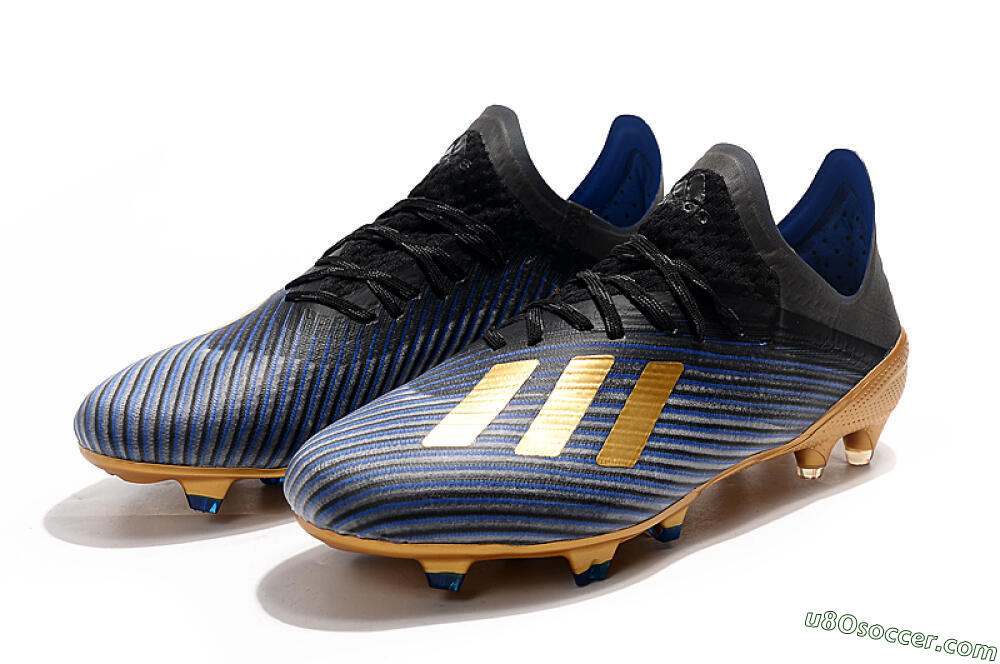 Adidas X 19.1 FG Firm Ground Soccer Cleats - Blue/Black/Gold 5